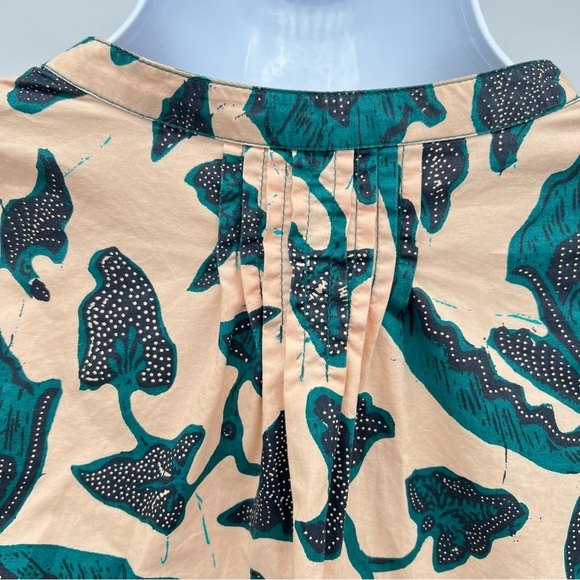 Ulla Johnson Melati Green and Black Print on a Pink Background-Lantern Sleeves-8 - Picture 11 of 16